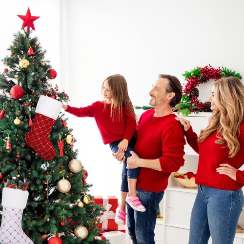 Christmas decoration on fireplace Santa stockings